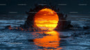 Fiery Portal Over a Dramatic Ocean at Sunset
