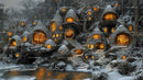 Enchanting Snow-Covered Fantasy Village at Night