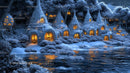 Fantasy Village with Glowing Windows at Night