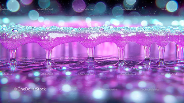 Abstract Purple Bubble Formation with Light Reflections