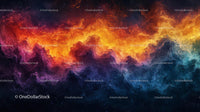 Vibrant Cosmic Nebula with Fiery Sunset Colors