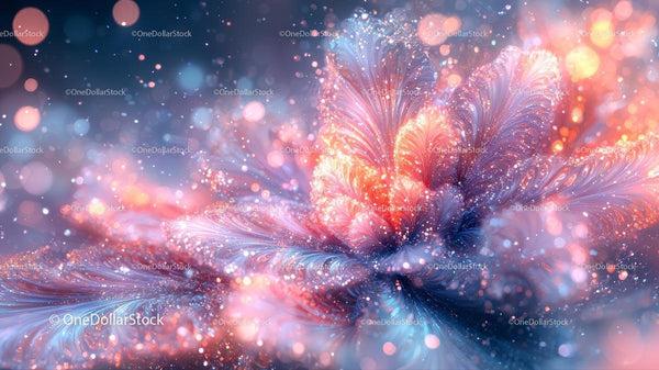 Vibrant Fractal Art with Glowing Lights and Fantasy Elements