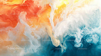 Vibrant Fluid Art with Orange and Blue Swirls