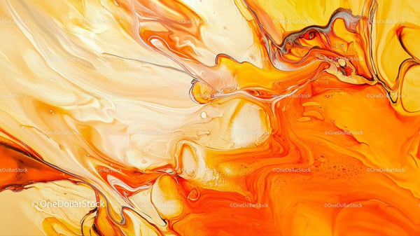 Żywa sztuka fluidalna z pomarańczowymi i beżowymi zawijasami