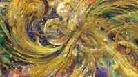 Dynamic Gold Swirls with Vibrant and Cosmic Colors