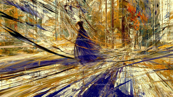 Abstract Silhouette of Woman Amidst Dynamic Colors