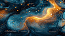 Blue and Gold Cosmic Swirl with Vibrant Particles