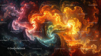 Vibrant Cosmic Fractal Swirls in Multicolor