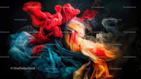 Vibrant Abstract Swirls of Colorful Fabric in Motion