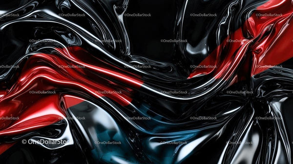 Glossy Abstract Waves in Black and Red