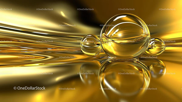 Golden Spheres on Reflective Surface