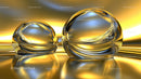 Golden Glass Spheres on Reflective Surface