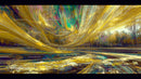 Golden Swirls and Vibrant Colors in Abstract Art