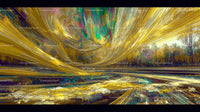 Golden Swirls and Vibrant Colors in Abstract Art
