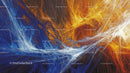 Dynamic Blue and Orange Abstract Fractal Art