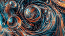Cosmic Swirl Abstraction with Orange and Blue