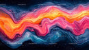Vibrant Fluid Art with Colorful Swirls and Waves