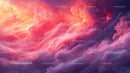 Vibrant Pink and Orange Sunset Over Fluffy Clouds