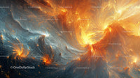 Fiery Cosmic Swirl with Vivid Blue Contrasts