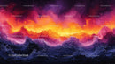 Vivid Sunset Over Abstract Ocean Waves in Fiery Colors