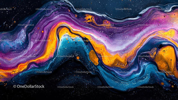 Vibrant Abstract Fluid Art with Cosmic Patterns