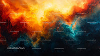Fiery Cosmic Landscape with Swirling Colors