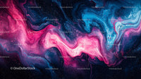 Vibrant Cosmic Swirl of Pink and Blue Fluid Art