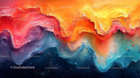 Vivid Abstract Fluid Art in Red and Yellow Hues