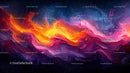 Vibrant Abstract Painting with Fiery Orange and Pink Waves
