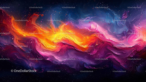 Vibrant Abstract Painting with Fiery Orange and Pink Waves