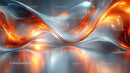 Futuristic Abstract with Orange and Silver Waves