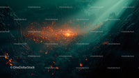 Mystical Abstract Landscape with Glowing Embers