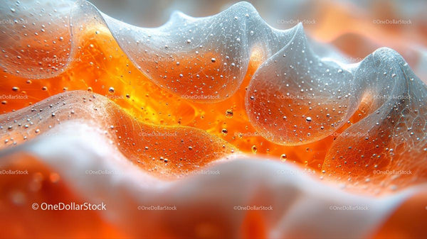 Vibrant Abstract Macro with Orange Texture and Water Droplets
