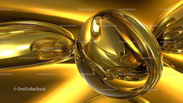 Abstract Golden Metallic 3D Art with Glossy Reflection