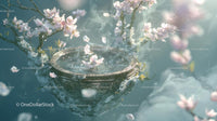 Floating Cherry Blossoms in an Ornate Mystical Setting