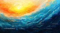 Vibrant Ocean Waves at Sunset Painting in Bold Colors