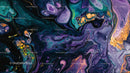 Vibrant Abstract Fluid Art with Purple and Teal Swirls