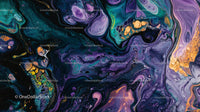 Vibrant Abstract Fluid Art with Purple and Teal Swirls