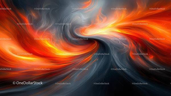 Dynamic Swirling Flames and Gray Abstract Art