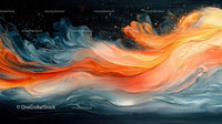 Vibrant Abstract Swirls of Blue and Orange