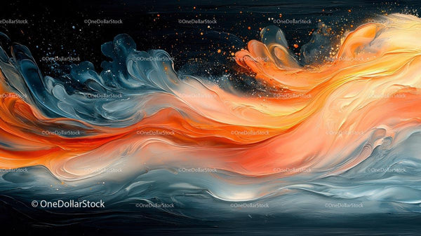 Vibrant Abstract Swirls of Blue and Orange