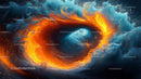 Vibrant Swirl of Fiery Orange and Deep Blue