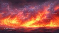 Vibrant Fiery Clouds at Dramatic Sunset