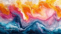 Vibrant Abstract Fluid Acrylic Art in Orange and Blue