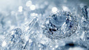 Close-Up of Sparkling Diamond Against Crystal Background