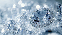 Close-Up of Sparkling Diamond Against Crystal Background