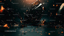 Futuristic Shattered Glass with Vibrant Orange Glow