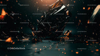 Futuristic Shattered Glass with Vibrant Orange Glow
