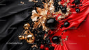 Luxurious Abstract Design with Gold and Red Accents
