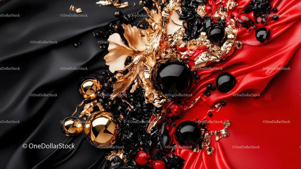 Luxurious Abstract Design with Gold and Red Accents